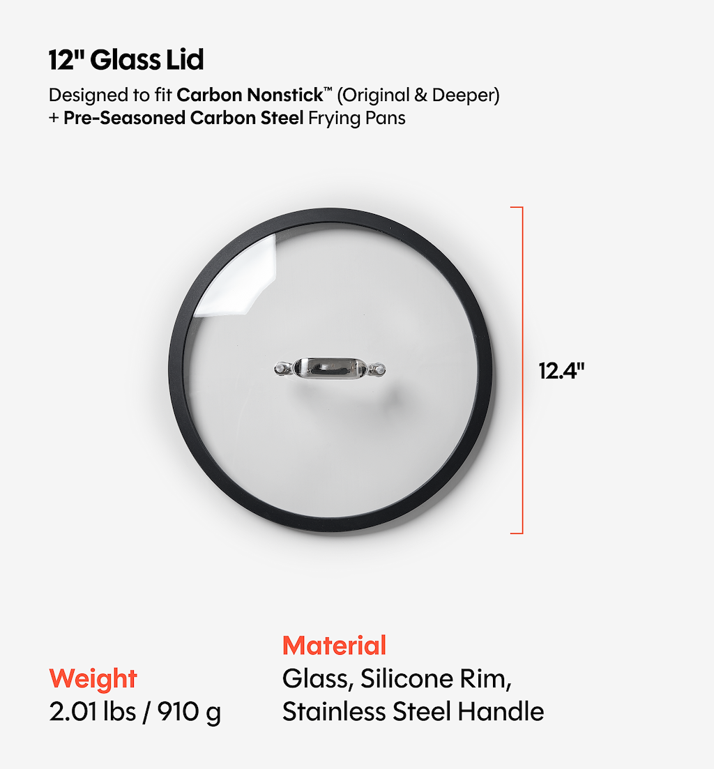 12" Deeper Carbon Nonstick™ Frying Pan + Glass Lid