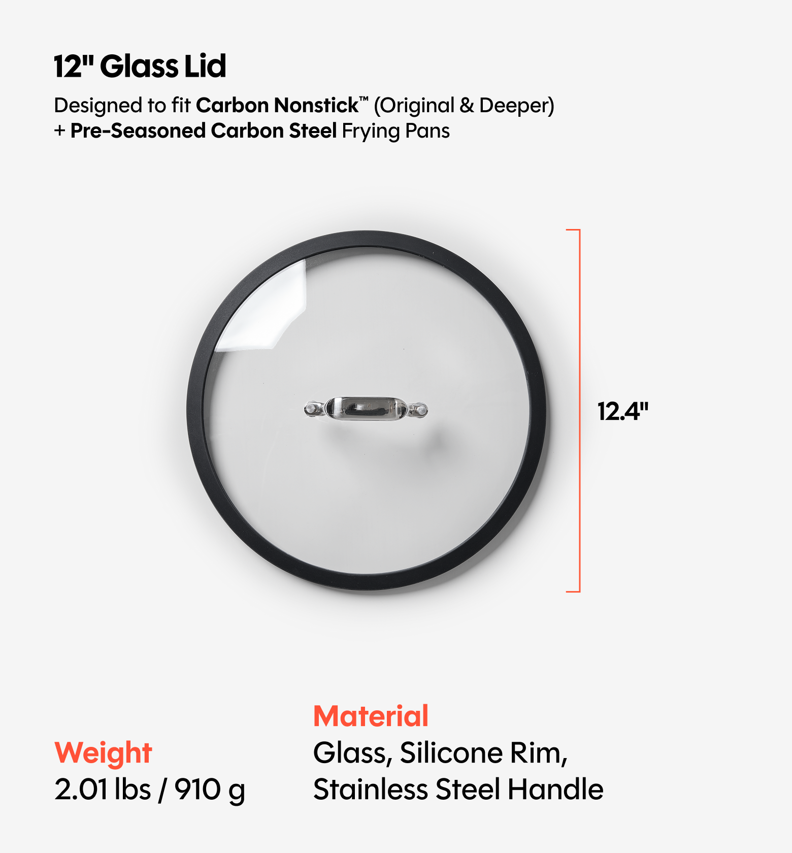 12" Deeper Carbon Nonstick™ Frying Pan + Glass Lid