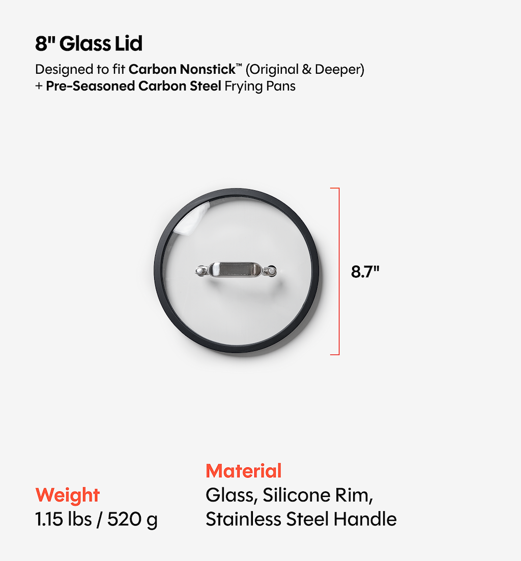 8" Deeper Carbon Nonstick™ Frying Pan + Glass Lid