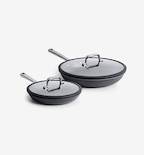 Hard-anodized nonstick frying pan set with glass lids, 10 and 12 inch skillets