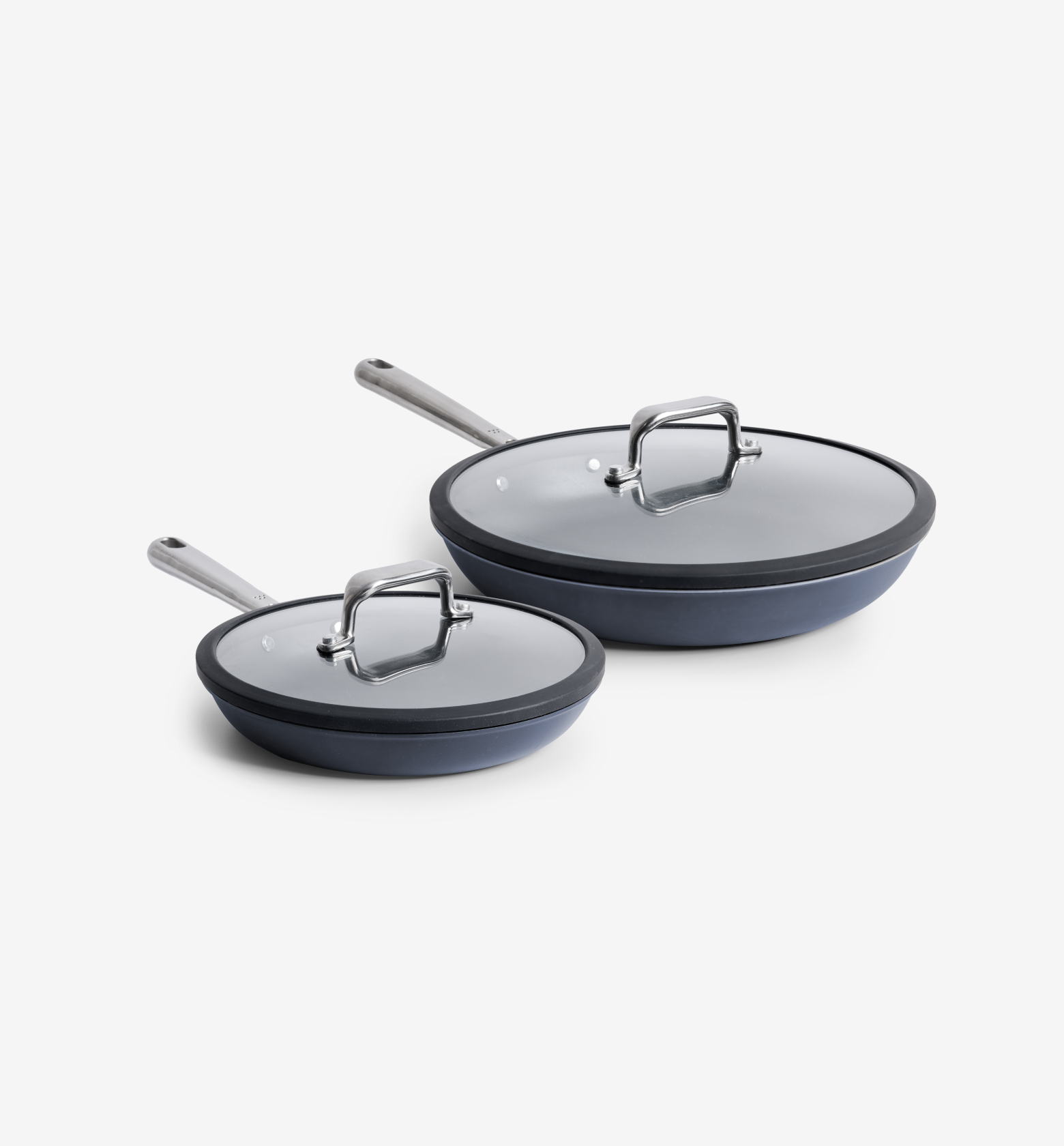 Hard-anodized nonstick frying pan set with glass lids, 10 and 12 inch skillets