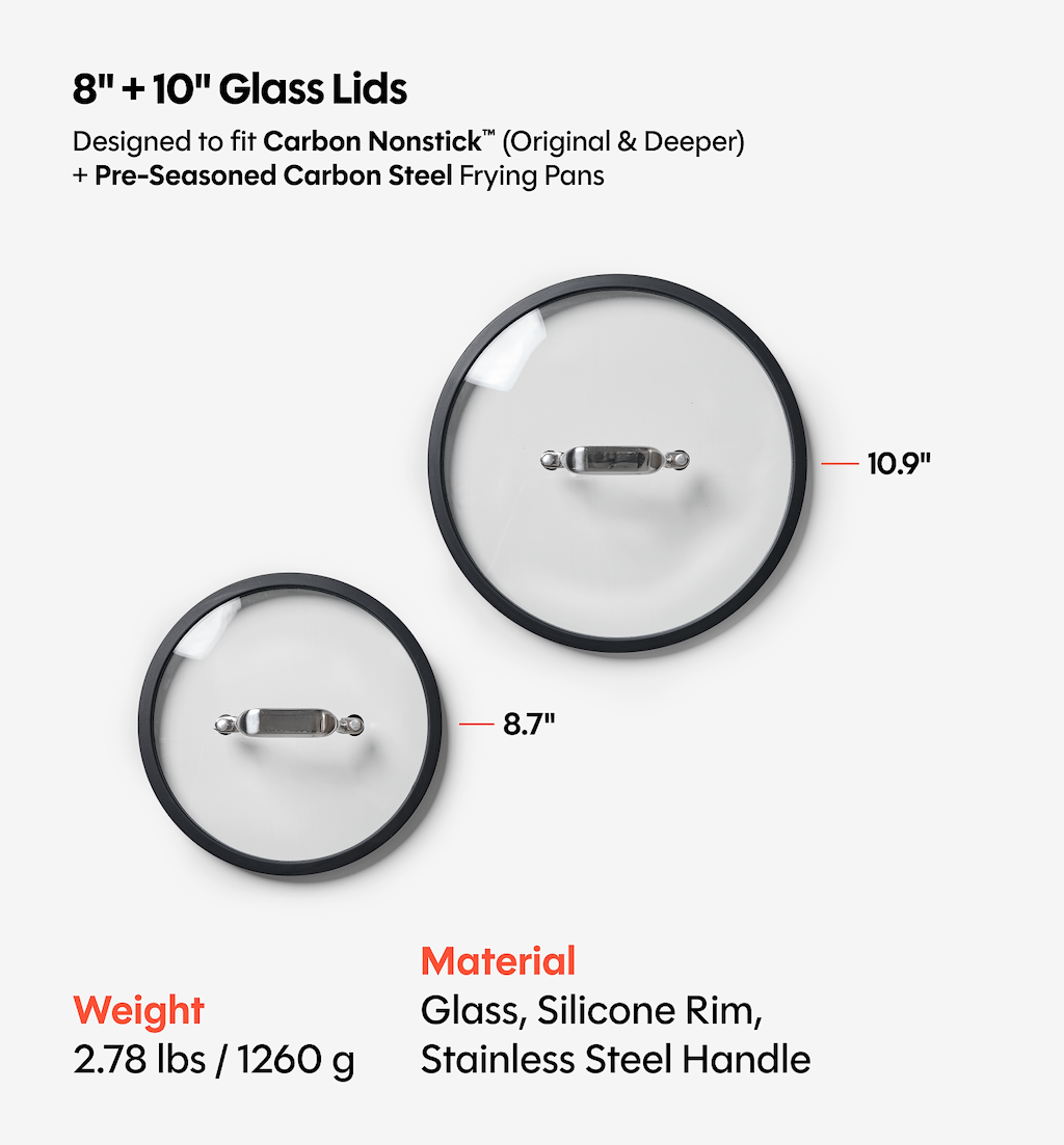 8" + 10" Carbon Nonstick™ Frying Pan + Glass Lids
