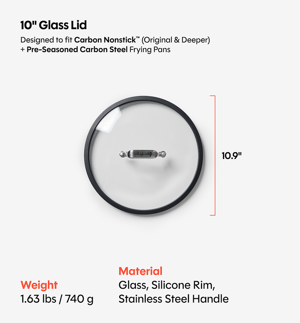 10” Pre-Seasoned Carbon Steel Pan + Glass Lid