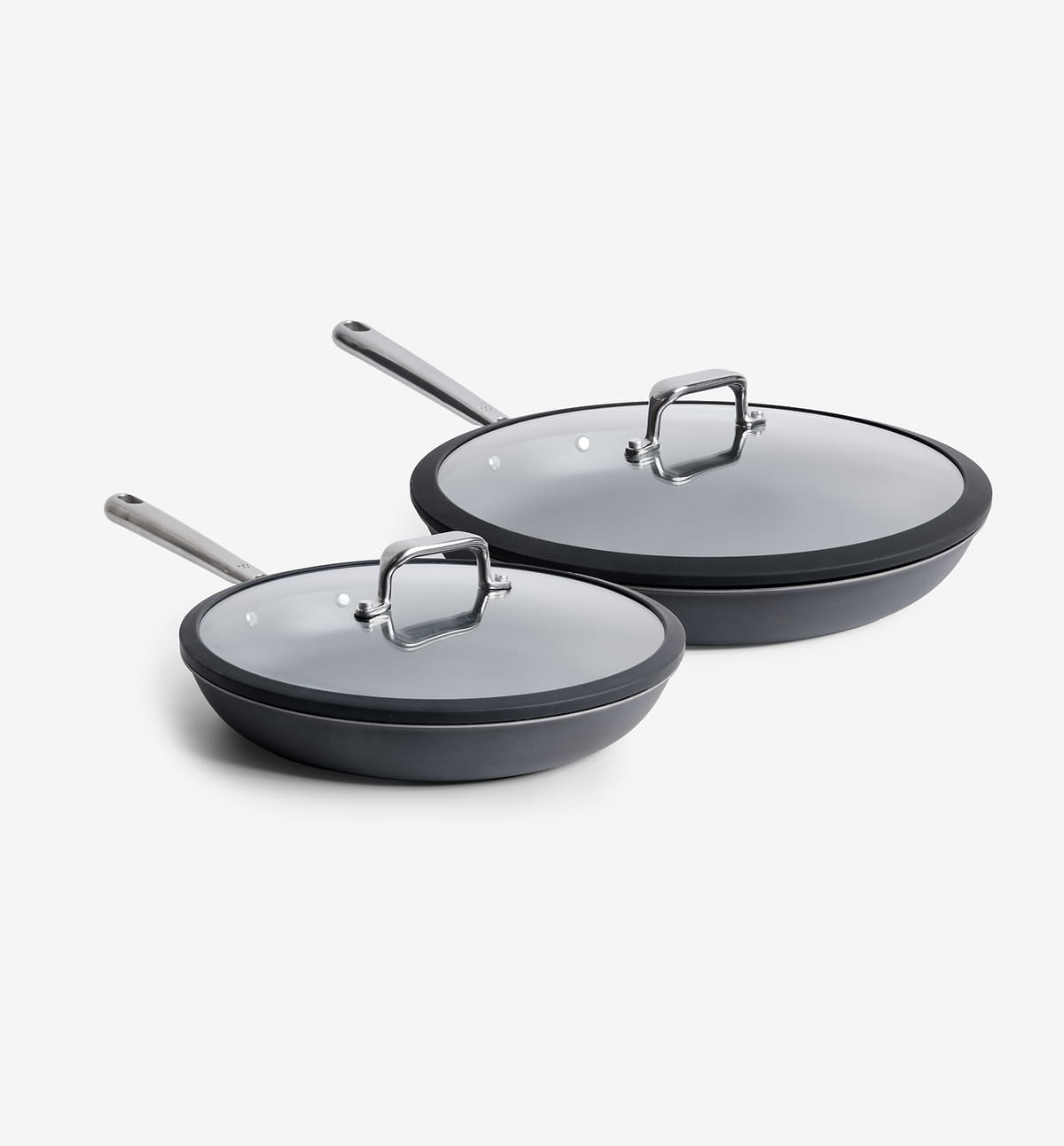 10” + 12” Pre Seasoned Carbon Steel Frying Pan + Glass Lids