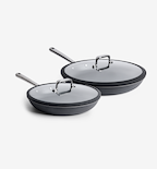 10” + 12” Pre-Seasoned Carbon Steel Pan + Glass Lids