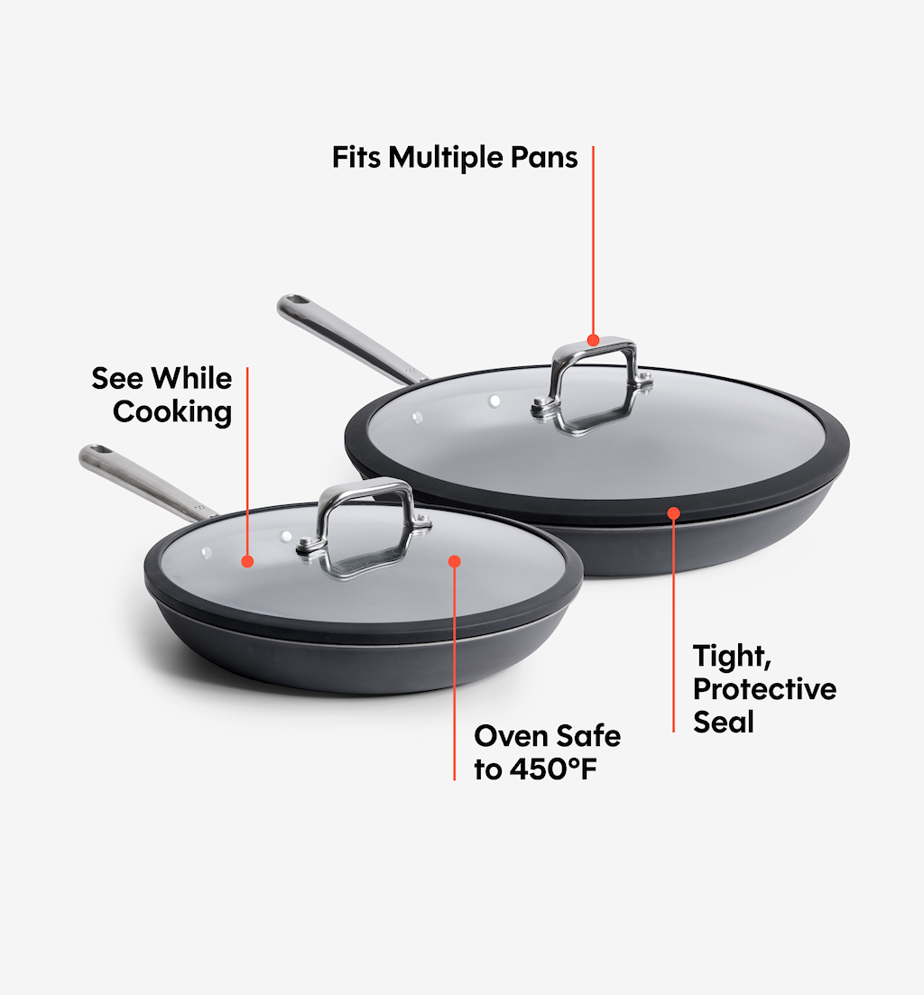 10” + 12” Pre-Seasoned Carbon Steel Pan + Glass Lids