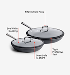 10” + 12” Pre-Seasoned Carbon Steel Pan + Glass Lids