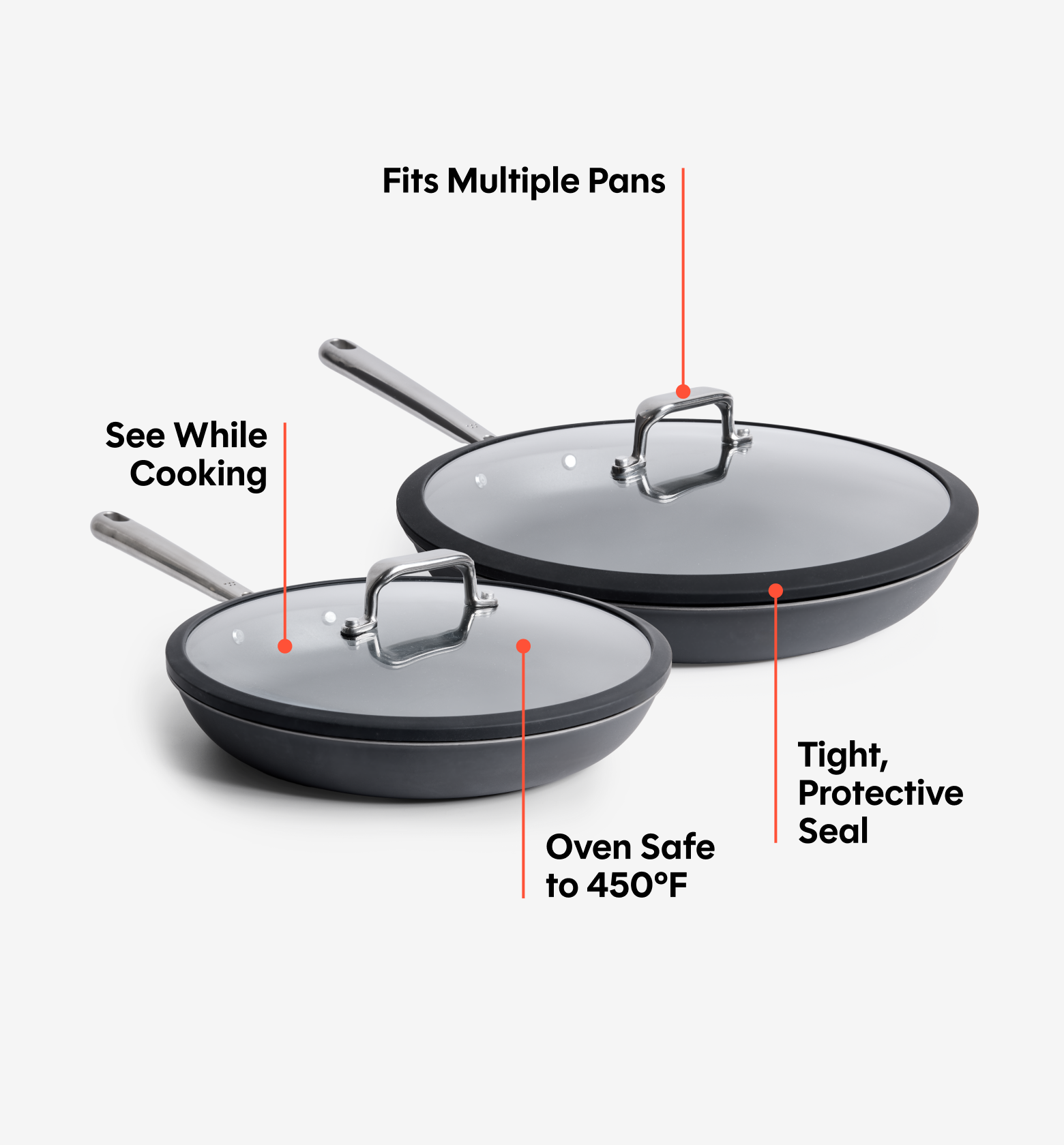 10” + 12” Pre-Seasoned Carbon Steel Pan + Glass Lids