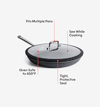 12” Pre-Seasoned Carbon Steel Pan + Glass Lid