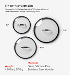 8” + 10” + 12” Pre-Seasoned Carbon Steel Pan + Glass Lids