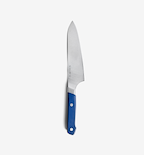 Misen 8-inch chef's knife with blue handle and stainless steel blade