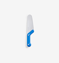 Misen chef's knife with blue handle and stainless steel blade