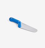 Misen offset spatula with blue handle and stainless steel blade