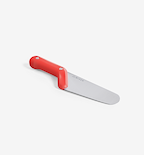 Misen spreader knife with red handle and stainless steel blade