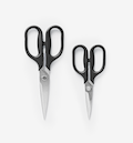 Misen kitchen scissors set, large and small stainless steel shears with black handles