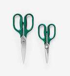 Misen kitchen shears set in green, large and small scissors with stainless steel blades