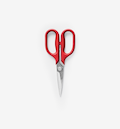 Misen kitchen shears with red handles and stainless steel blades