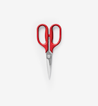 Misen kitchen shears with red handles and stainless steel blades