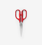 Misen kitchen scissors with red handles and stainless steel blades