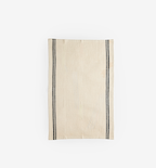 Cream linen kitchen towel with navy blue stripes