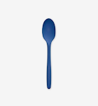 Blue silicone cooking spoon with ergonomic handle