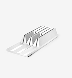 White aluminum multi-device charging stand with five slots for tablets and laptops