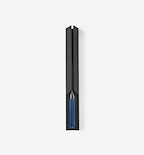 Luxury fountain pen nib in blue displayed in black pen case holder