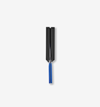 Tuning fork with blue handle and black anodized tines