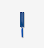 Blue tuning fork with handle and two prongs