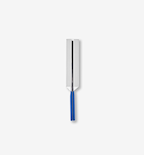 Tuning fork with blue handle and polished silver tines