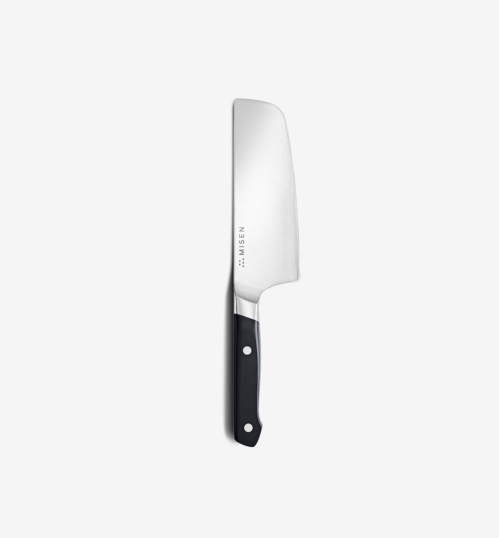 Misen nakiri knife with stainless steel blade and black handle