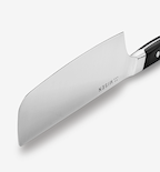 Misen santoku knife blade close-up with black handle