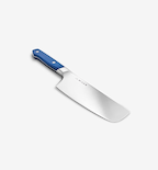 Misen nakiri knife with blue handle and stainless steel blade
