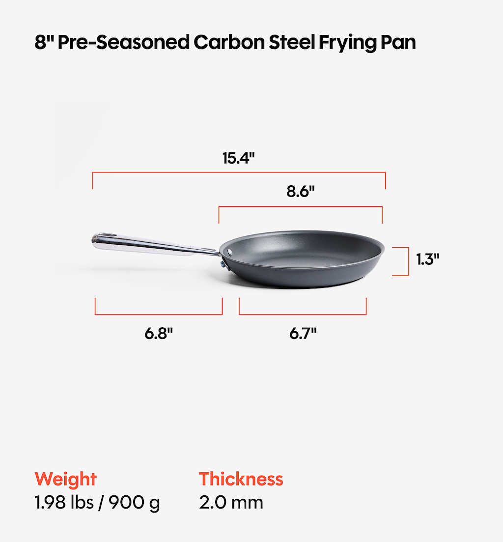 8" Pre-Seasoned Carbon Steel Frying Pan
