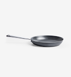 Hard-anodized nonstick frying pan with stainless steel handle