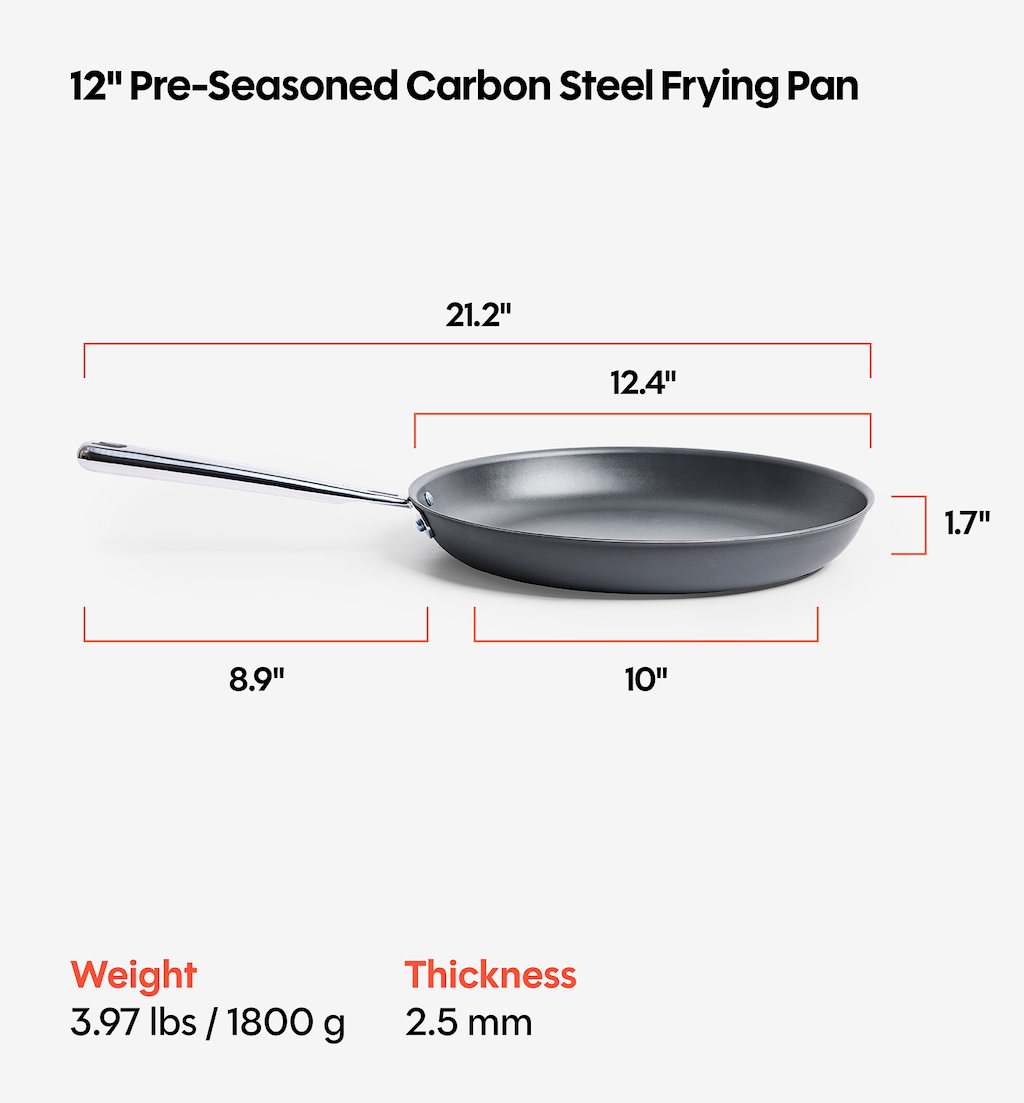 12" Pre-Seasoned Carbon Steel Frying Pan