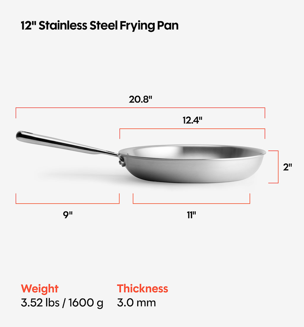 12" Stainless Steel Frying Pan