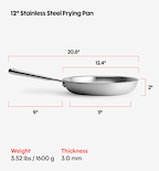 12" Stainless Steel Frying Pan
