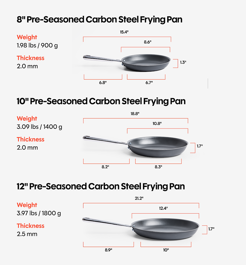10” Pre-Seasoned Carbon Steel Pan + Glass Lid