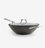 Hard-anodized nonstick wok with glass lid and stainless steel handle