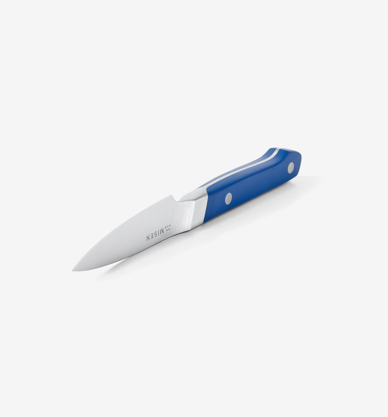 Misen paring knife with blue handle and stainless steel blade