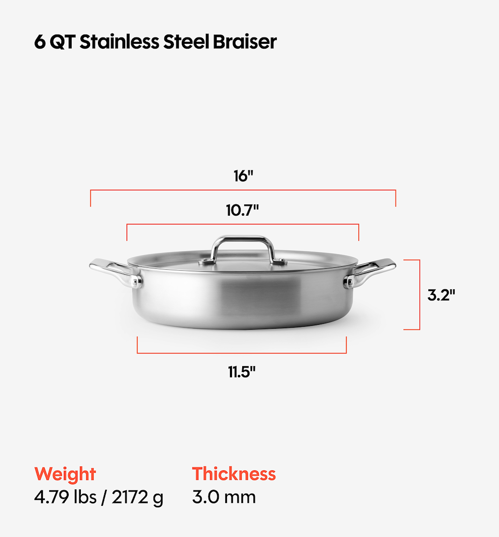 6 QT Stainless Steel Braiser
