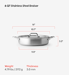6 QT Stainless Steel Braiser