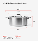 6.75 QT Stainless Steel Dutch Oven