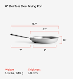 8" Stainless Steel Frying Pan
