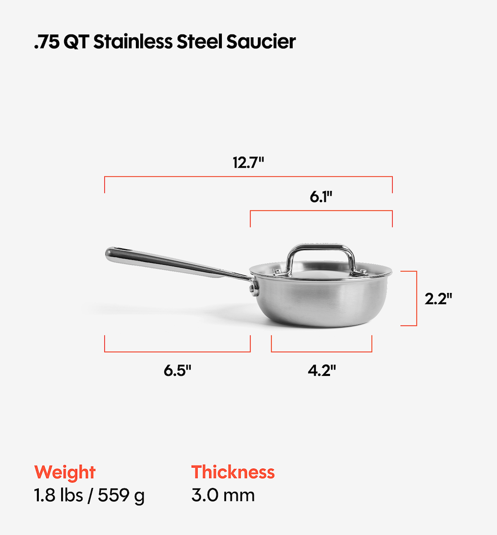 0.75 QT Stainless Steel Saucier