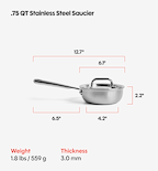 0.75 QT Stainless Steel Saucier