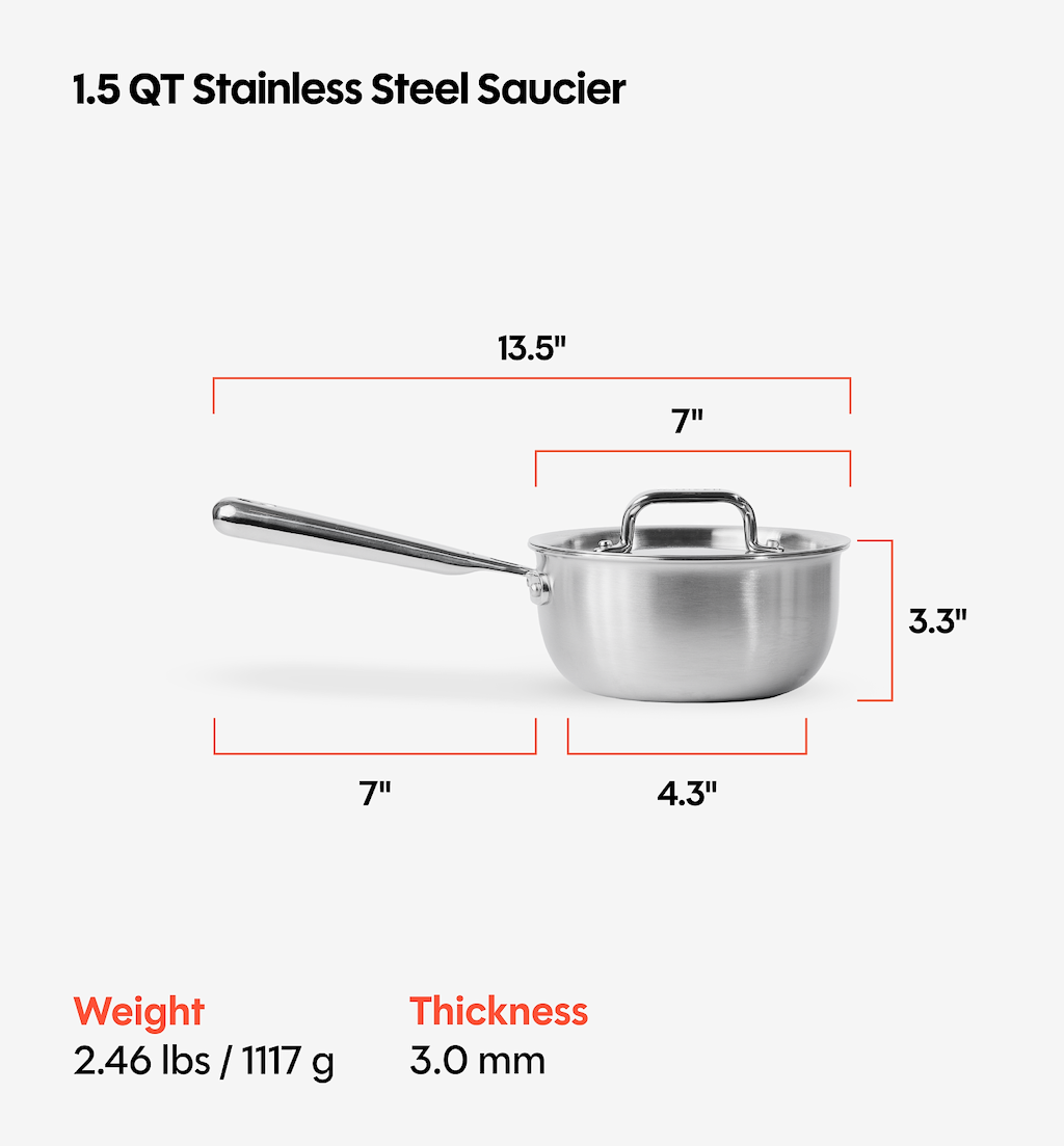1.5 QT Stainless Steel Saucier
