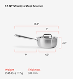 1.5 QT Stainless Steel Saucier