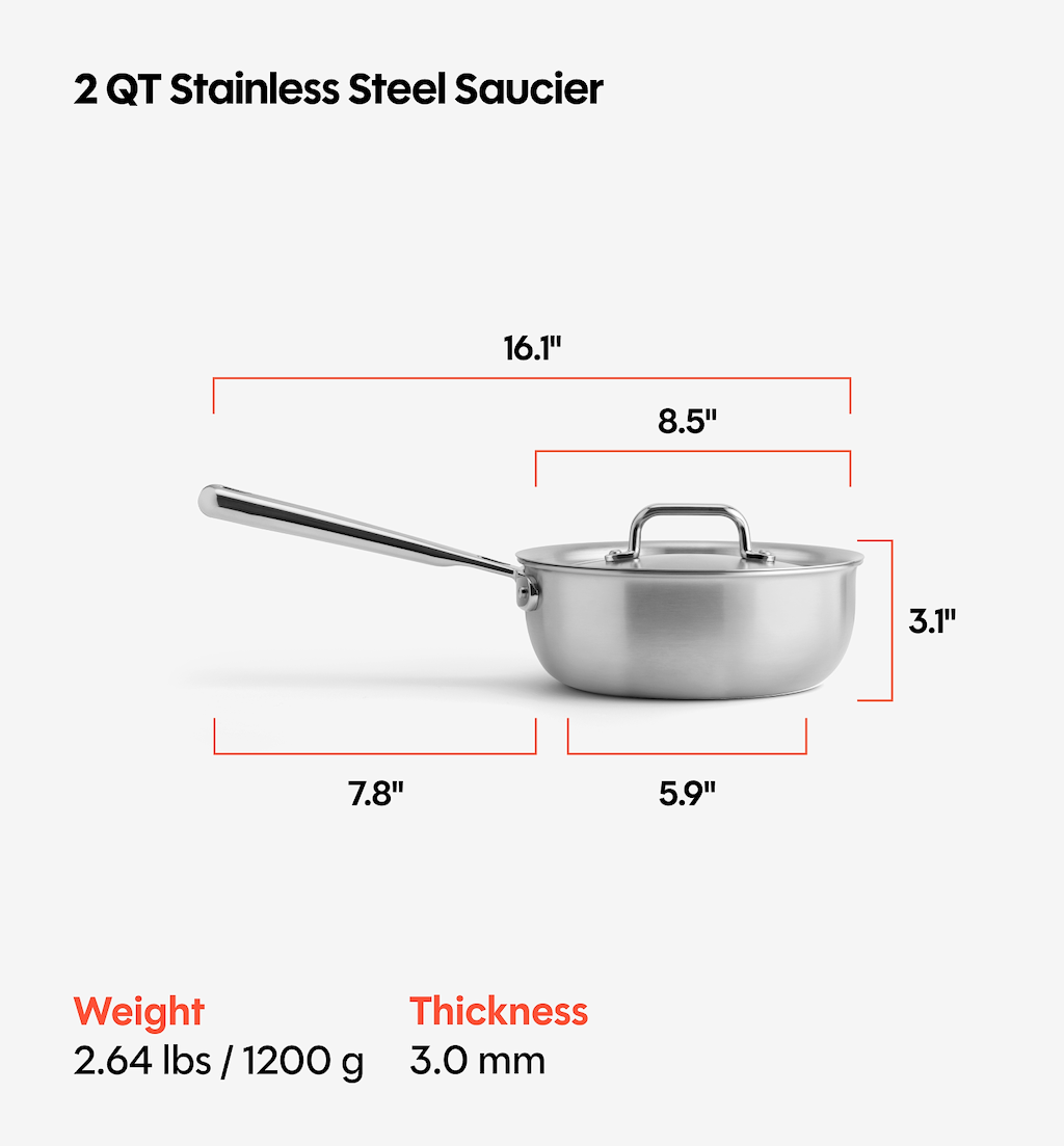 2 QT Stainless Steel Saucier